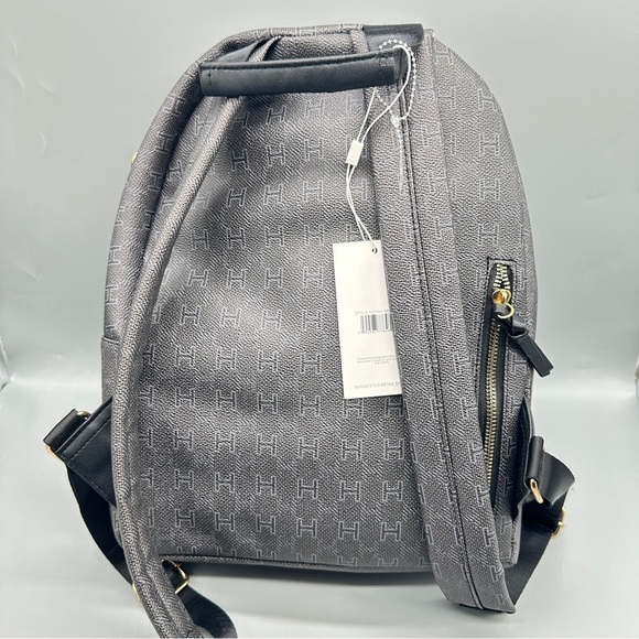 H Halston Logo Quilted Backpack – Black & Gold Chain Accent | MSRP $128 main image 4